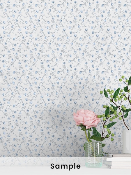 Galerie Blue Spring Blossom Floral A4 Wallpaper Sample (H71936) | £1