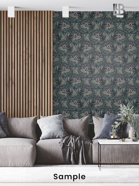 Laurence Llewelyn-Bowen Green Rambleicious Floral A4 Wallpaper Sample (H71937) | £1