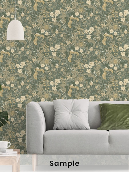 Galerie Green Sommarang 2 Floral Print A4 Wallpaper Sample (H71940) | £1