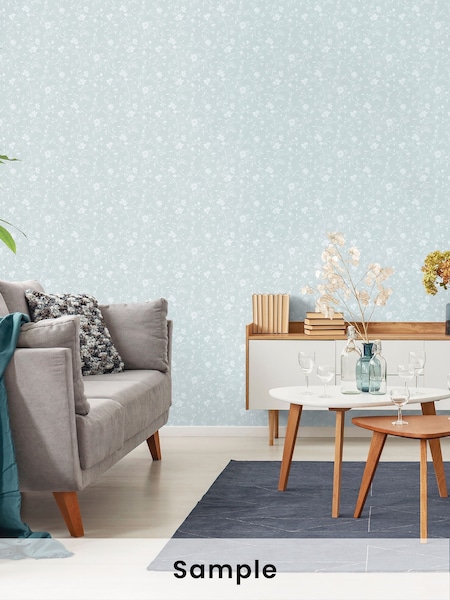 Galerie Blue Spring Blossom Floral Print A4 Wallpaper Sample (H71947) | £1