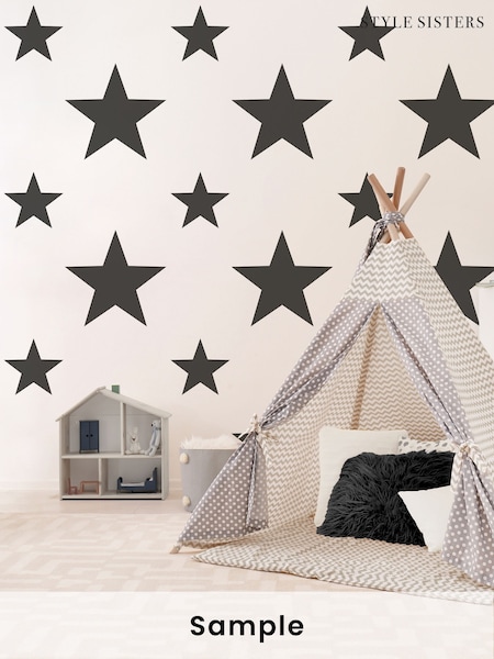 Style Sisters Black Double Star A4 Wallpaper Sample (H71952) | £1