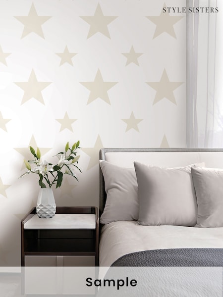 Style Sisters Beige Double Star A4 Wallpaper Sample (H71972) | £1