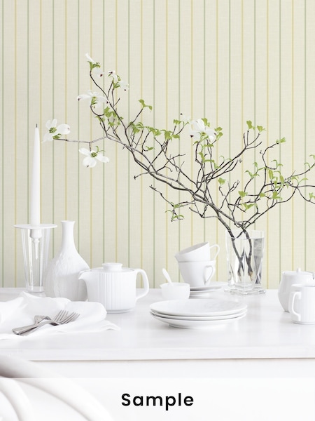 Galerie Green French Country Stripe A4 Wallpaper Sample (H71980) | £1