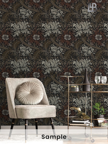 Laurence Llewelyn-Bowen Bronze Brown Morris Major Floral Print A4 Wallpaper Sample (H71981) | £1