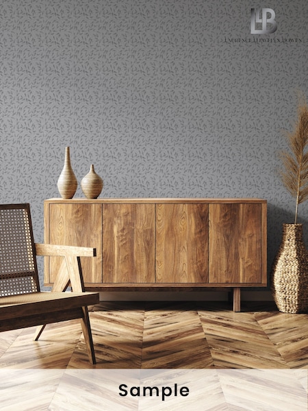 Laurence Llewelyn-Bowen Silver Grey Tit Willow Tree Leaf A4 Wallpaper Sample (H71986) | £1