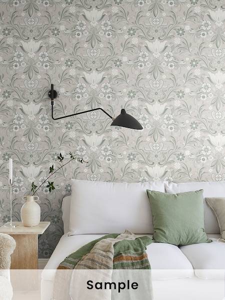 Galerie Beige Sommarang 2 Floral Print A4 Wallpaper Sample (H71992) | £1