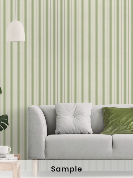 Galerie Green French Country Stripe A4 Wallpaper Sample (H71999) | £1