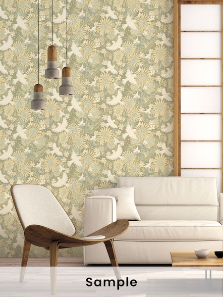 Galerie Green Sommarang 2 Floral Print A4 Wallpaper Sample (H72003) | £1