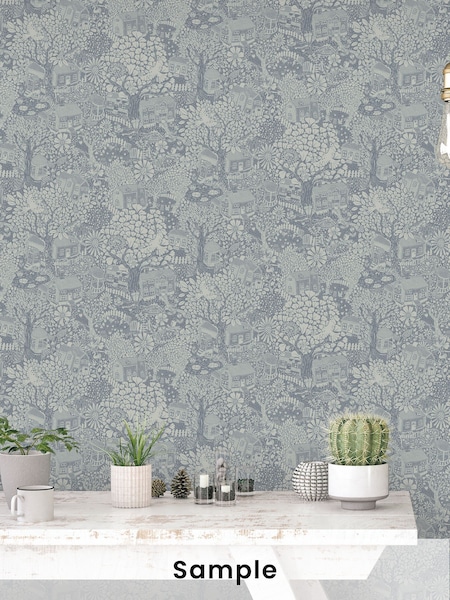 Galerie Blue Sommarang 2 Woodland A4 Wallpaper Sample (H72013) | £1