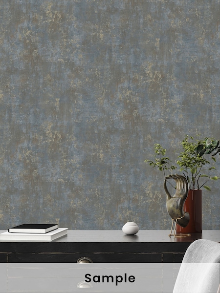 Galerie Blue Welcome Home Plain Texture A4 Wallpaper Sample (H72018) | £1