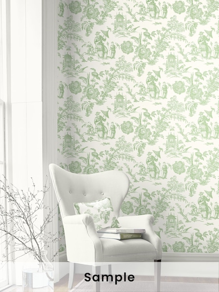 Galerie Green French Country Toile A4 Wallpaper Sample (H72021) | £1