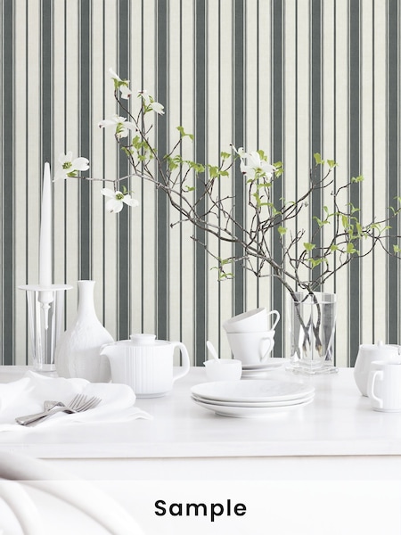 Galerie Black French Country Stripe A4 Wallpaper Sample (H72036) | £1