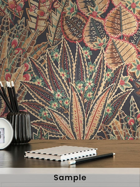 Galerie Bronze Brown Welcome Home Floral Print A4 Wallpaper Sample (H72040) | £1