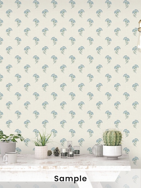 Galerie Blue French Country Floral Print A4 Wallpaper Sample (H72049) | £1