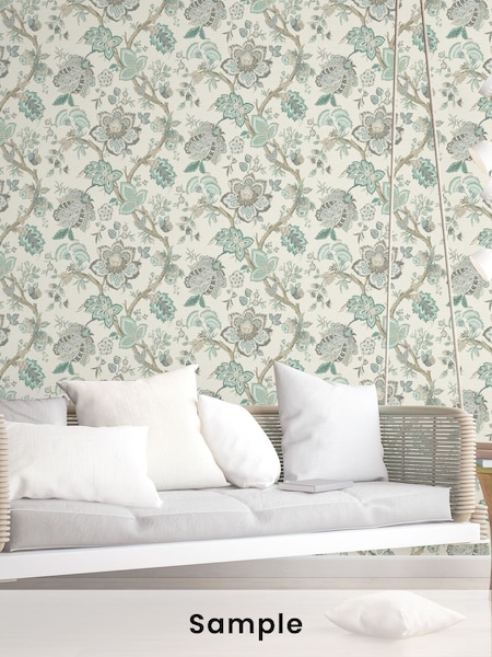 Galerie Green French Country Floral Print A4 Wallpaper Sample (H72050) | £1