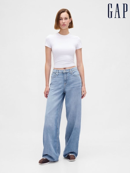 Gap Light Wash Blue Mid Waisted UltraSoft Baggy Jeans (H72127) | £50