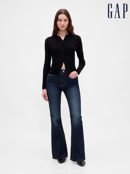 Gap Dark Wash Blue High Waisted 70s Flare Jeans (H72200) | £50