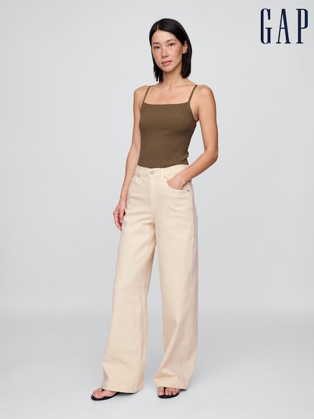 Gap Cream High Waisted Stride Wide-Leg Jeans (H72210) | £50