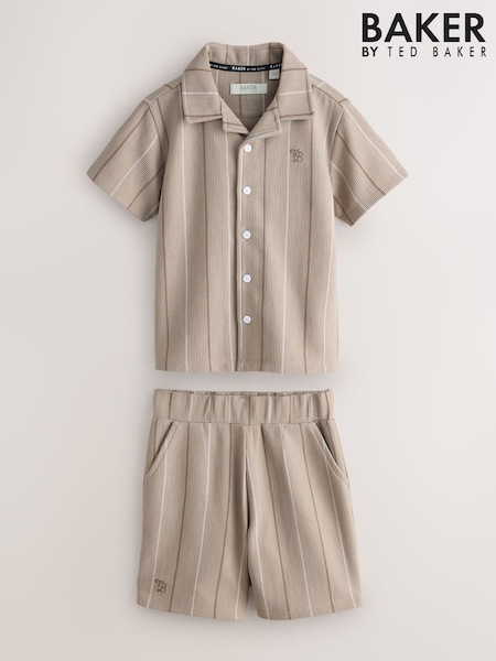 Baker by Ted Baker Stripe Brown Shirt and Shorts Set (H72259) | £38 - £45