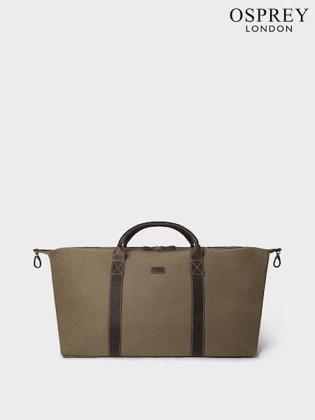 Osprey London Green The Hunter XL Canvas & Leather Weekender Bag (H72301) | £165