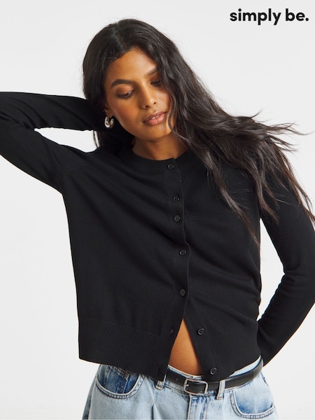 Simply Be Black Crew Neck Cardigan (H72354) | £24