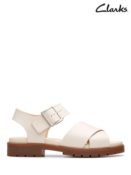 Clarks Cream Orinoco Cross Sandals (H72400) | £70