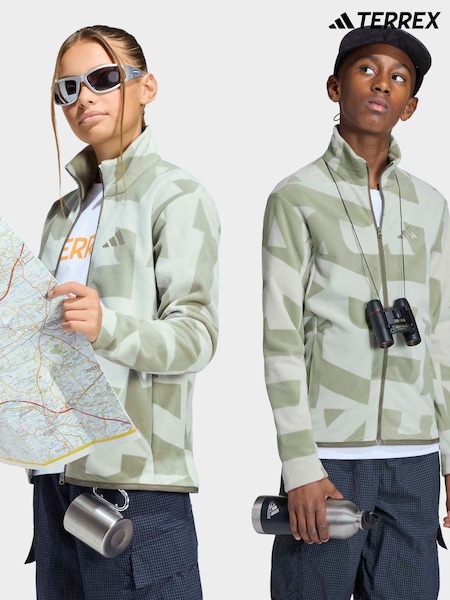 adidas Green Zip Up Terrex Printed Fleece (H72424) | £35