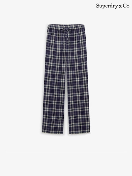Superdry Navy Cotton Check Elastic Trousers (H72450) | £35