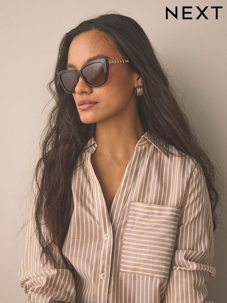 Tortoiseshell Brown Chain Arm Sunglasses (H72485) | £16