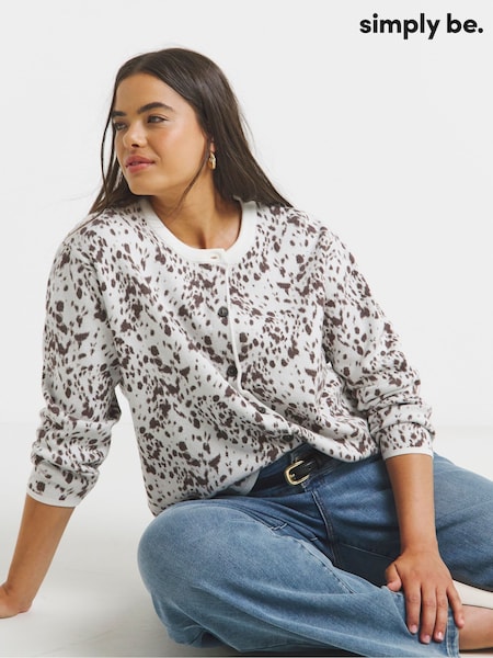 Simply Be Black Animal Print Crew Neck Cardigan (H72551) | £40