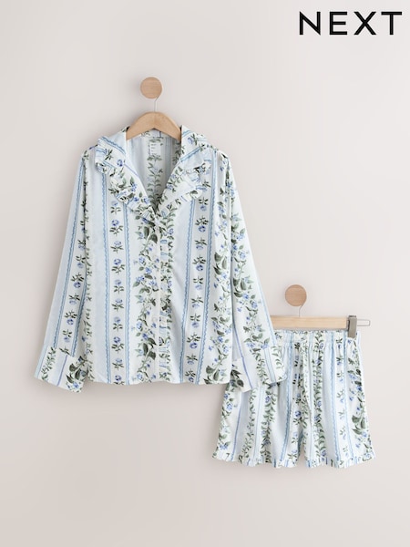 Cream Floral Button Through Short Pyjamas Set (H72653) | £0