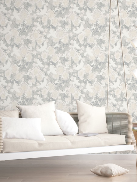 Galerie Grey Sommarang 2 Floral Print 10M Wallpaper (H72850) | £87
