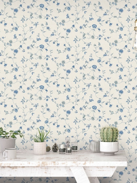 Galerie Blue French Country Floral Print 10M Wallpaper (H72868) | £87