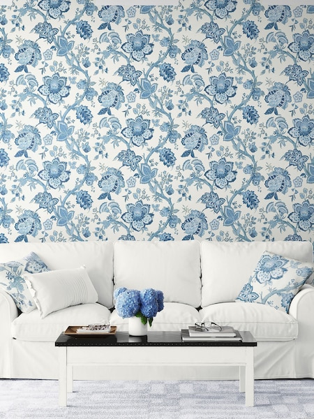 Galerie Blue French Country Floral Print 10M Wallpaper (H72882) | £87