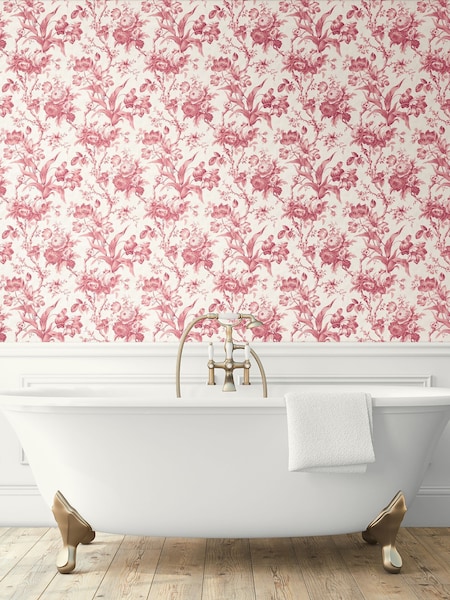 Galerie Pink French Country Floral Print 10M Wallpaper (H72915) | £87