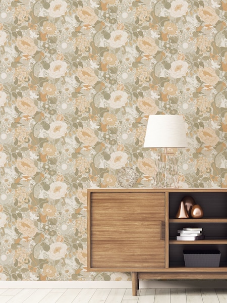 Galerie Green Sommarang 2 Floral Print 10M Wallpaper (H72921) | £87