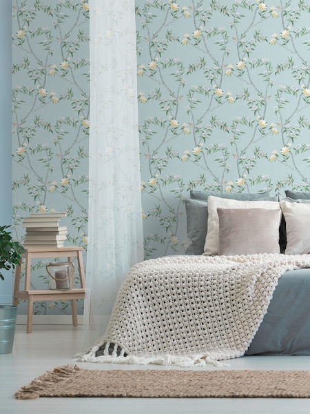 Galerie Blue Spring Blossom Chinoiserie 10M Wallpaper (H72944) | £57
