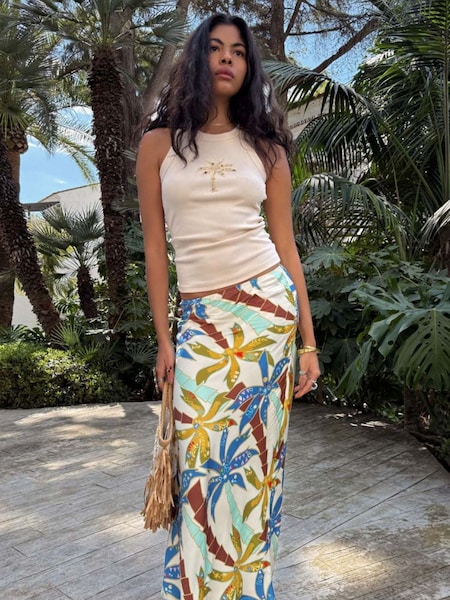 Never Fully Dressed Cream Palm Dorris Skirt (H72984) | £79