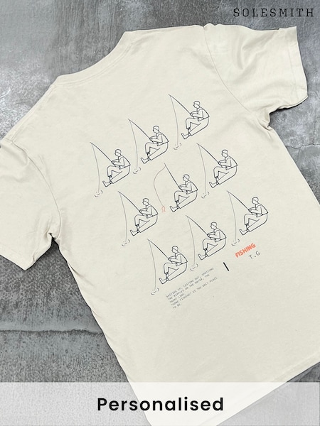 Personalised Fishing Graphic Print T-Shirt by Solesmith (H73035) | £28