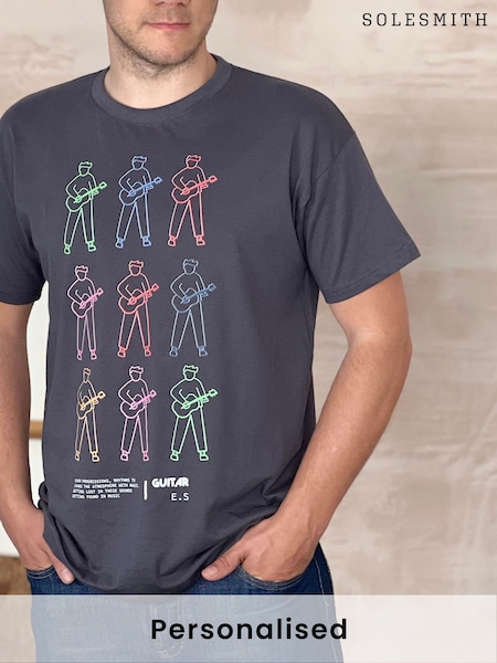 Personalised Guitar Graphic Print T-Shirt by Solesmith (H73044) | £28