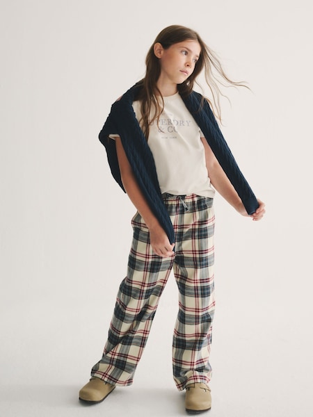 Superdry White T-Shirt and Check Trousers Set (H73057) | £26 - £30