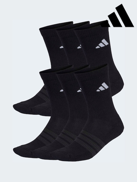 adidas Black 6 Pack Cushioned Essentials Crew Socks 3 Pack (H73536) | £20