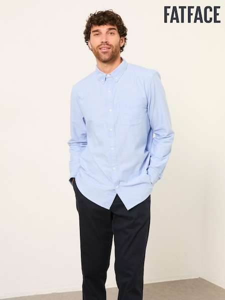 FatFace White and Blue Long Sleeve 2 Pack Oxford Shirts (H73756) | £75