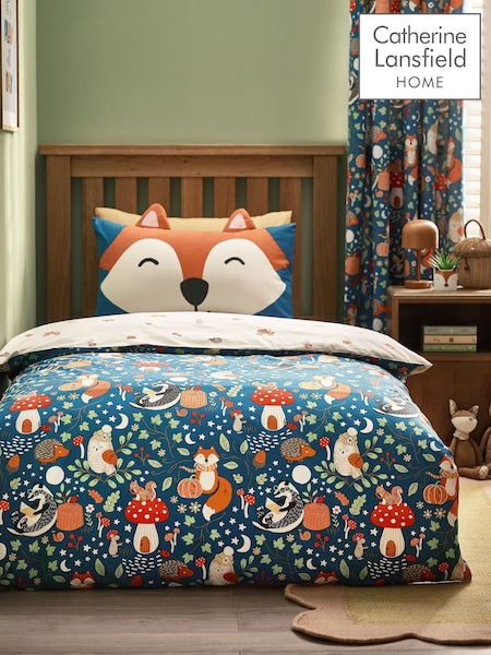 Catherine Lansfield Green Fox and Woodland Friends Duvet Cover Set (H73768) | £18 - £25