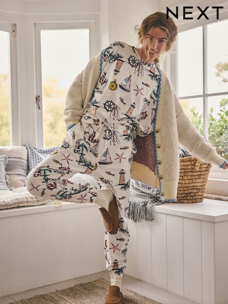 Cream Mermaid Long Sleeve Pyjamas (H73932) | £28