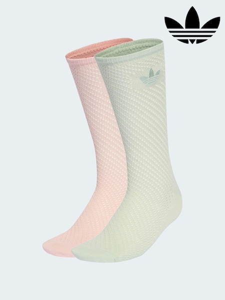 adidas Originals Pink Crochet Crew Socks 2 Pack (H74165) | £15