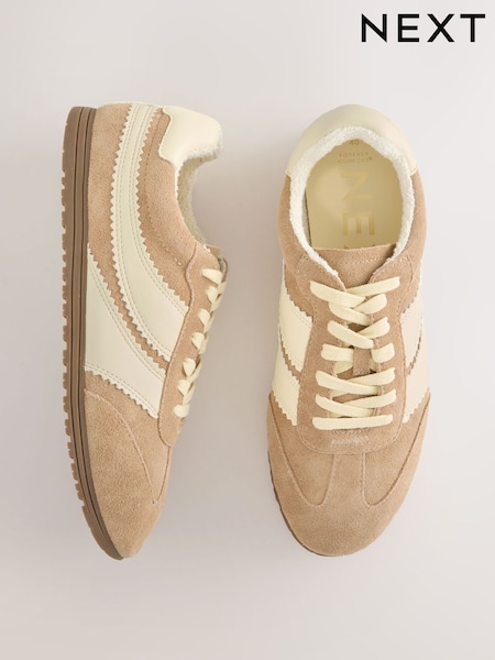 Camel Forever Comfort® Suede Slimline Panelled Lace Up Trainers (H74484) | £0