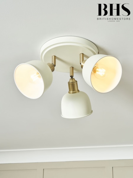 BHS Satin Ivory Ant Brass Dale Galley 3 Spot Light (H74524) | £50