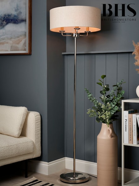 BHS Polished Nik Grey Henry 3 Light Floor Lamp (H74531) | £140