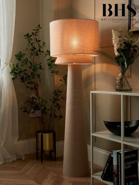 BHS Natural Terri Tiered Floor Lamp (H74534) | £220